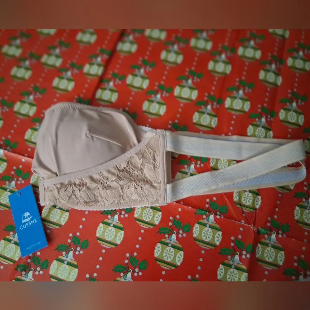 🔥MWT CUPSHE Women's NUDE Lace Bandeau Bra - Picture 9 of 10